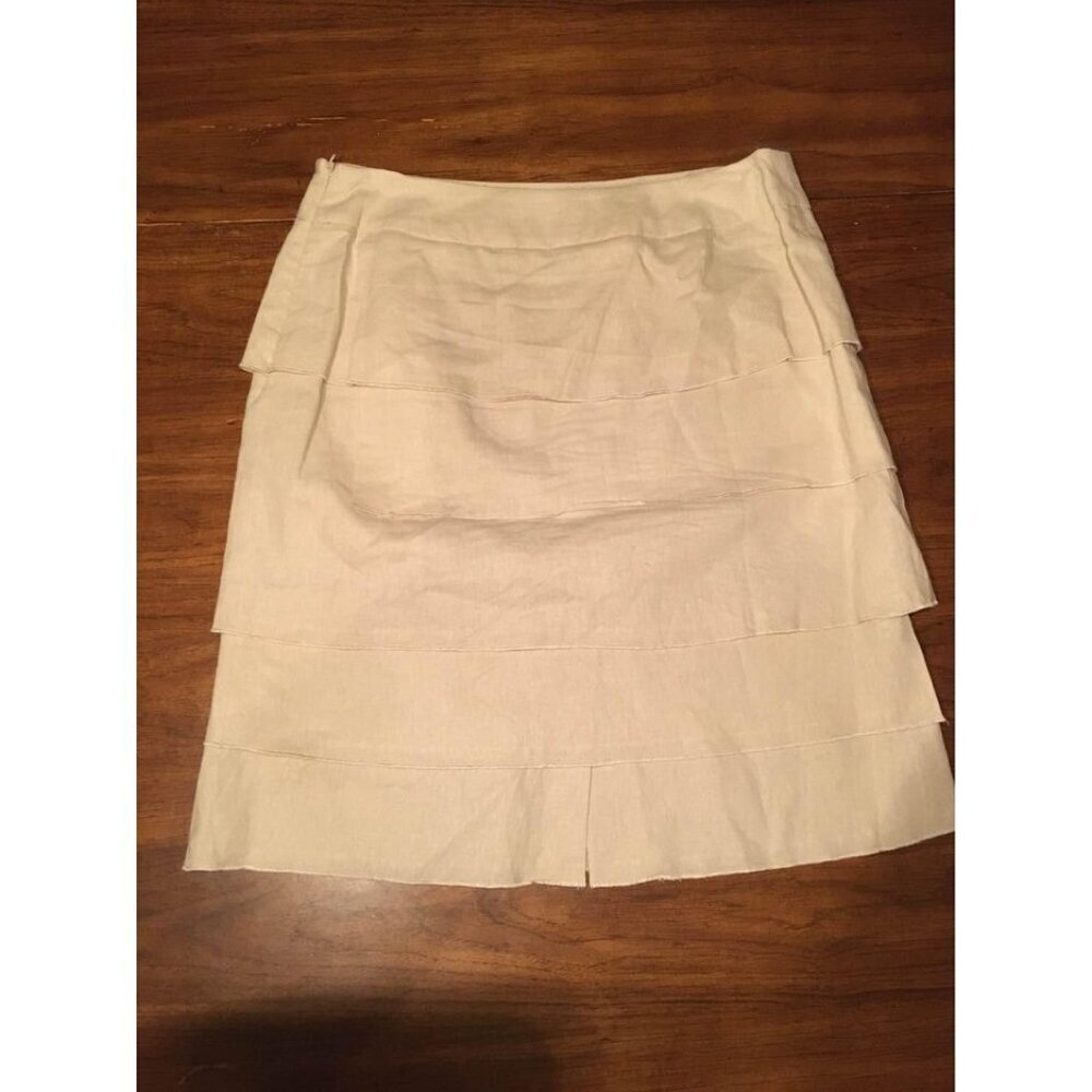 Larry Levine Linen Women’s Skirt Size 6 Cream Layered